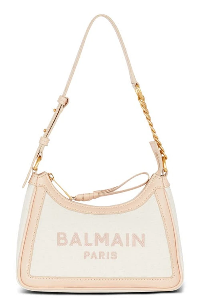 Balmain B-Army Canvas & Leather Shoulder Bag in Gru Cream/Multi at Nordstrom