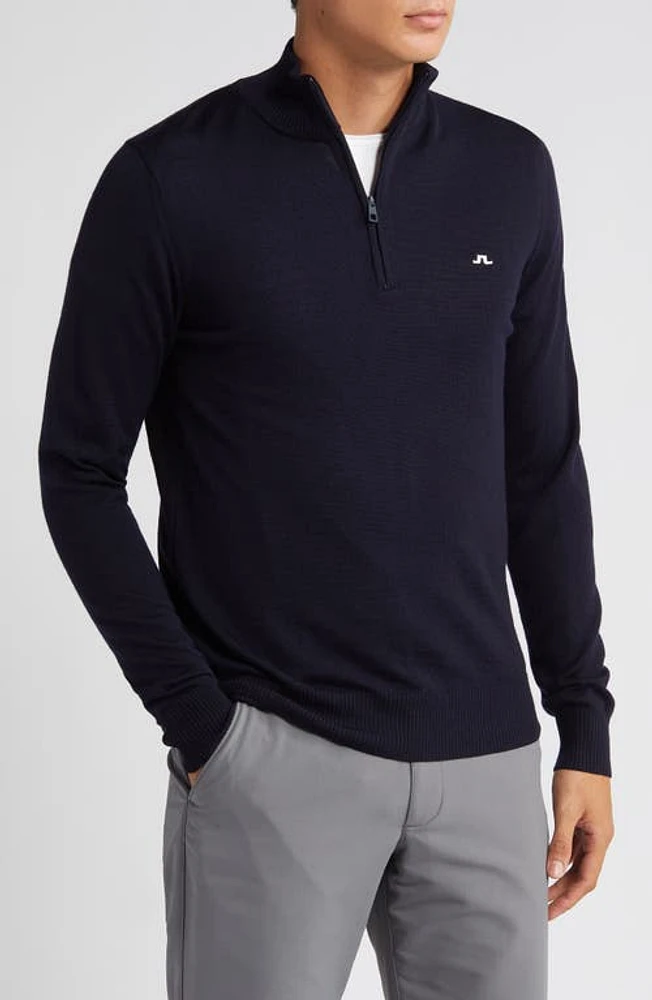 J. Lindeberg Kian Quarter Zip Wool Sweater Jl Navy at Nordstrom,