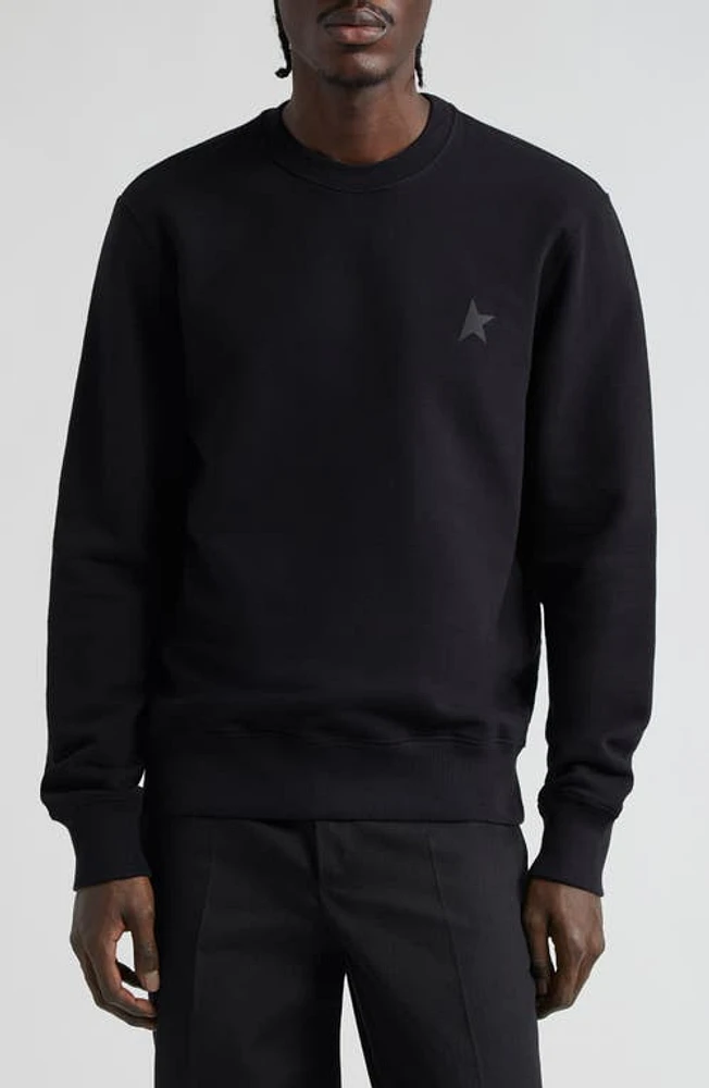 Golden Goose Archibald Star Cotton Crewneck Sweatshirt Black at Nordstrom,