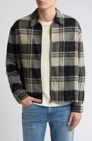 FRAME Spring Plaid Zip Shirt Jacket Smoke Beige/Noir at Nordstrom,