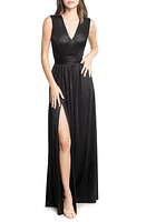 Dress the Population Krista Plunge Neck Side Slit Gown at Nordstrom,