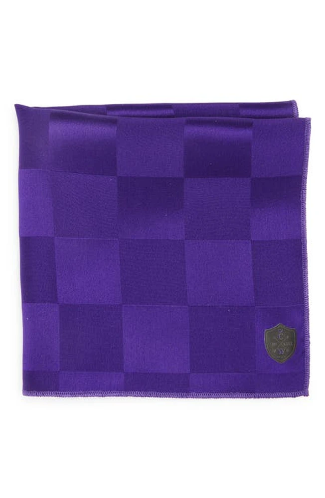 CLIFTON WILSON Purple Check Silk Pocket Square at Nordstrom