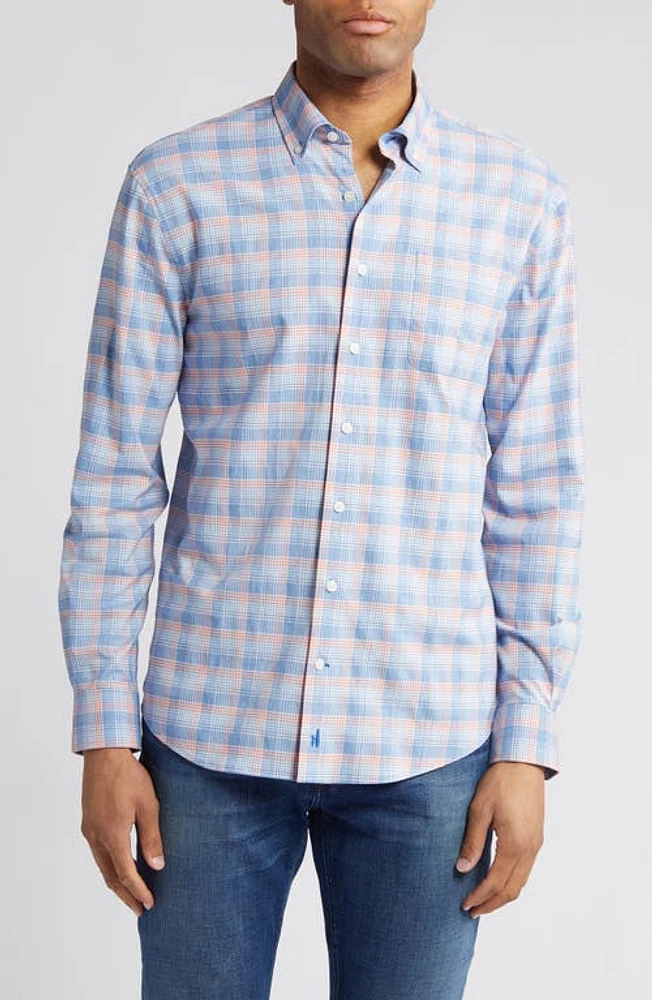 johnnie-O Vega Plaid Performance Button-Down Shirt Wake at Nordstrom,