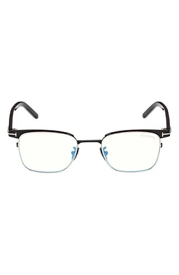 TOM FORD 49mm Small Square Blue Light Blocking Reading Glasses in Shiny Black at Nordstrom