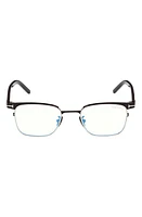 TOM FORD 49mm Small Square Blue Light Blocking Reading Glasses in Shiny Black at Nordstrom