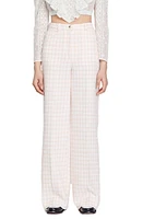 sandro Lian Check Wide Leg Tweed Pants Light Pink at Nordstrom,