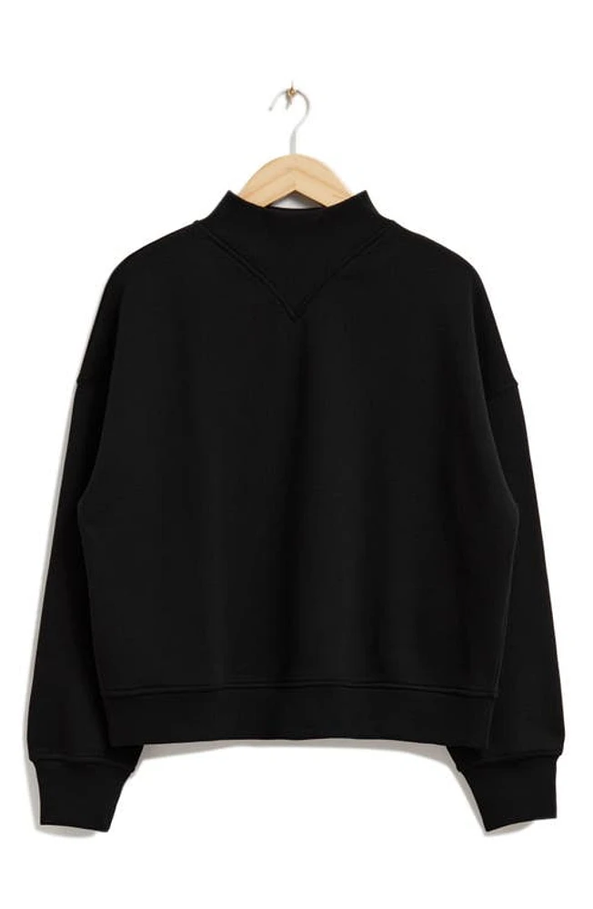 & Other Stories Mock Neck Cotton Sweatshirt in Black at Nordstrom, Size Medium