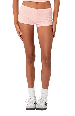 EDIKTED Sweetpea Pointelle Low Rise Microshorts Light-Pink at Nordstrom,