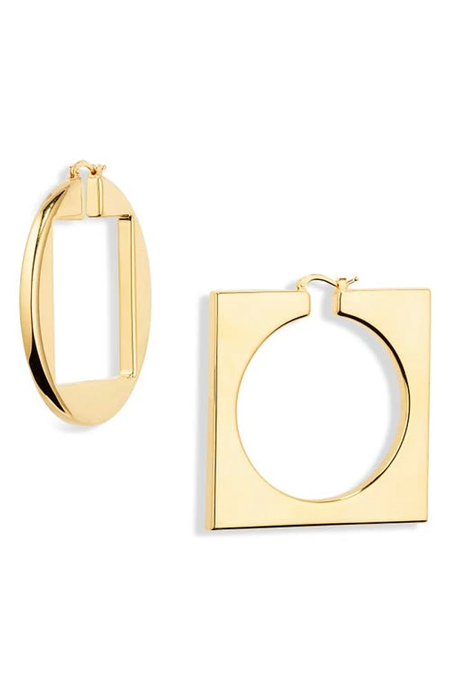 Jacquemus Les Creoles Rond Carré Misamatched Earrings in Light Gold 270 at Nordstrom