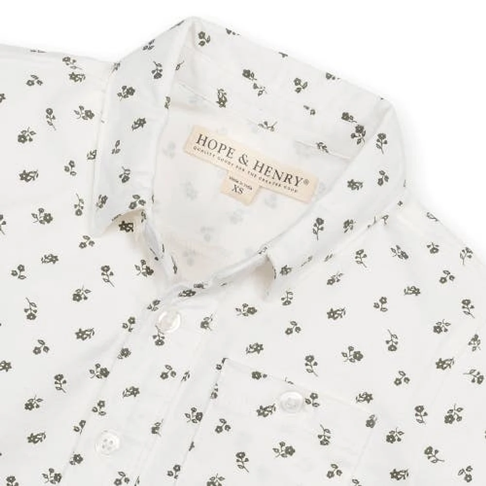 Hope & Henry Boys' Organic Short Sleeve Jersey Button Down Shirt, Infant Provence Ditsy Floral at Nordstrom,