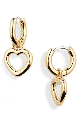 Laura Lombardi Mini Teresa Heart Charm Huggie Hoop Earrings in Brass at Nordstrom