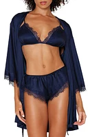 Dreamgirl Lace Trim Satin Bra, Panties & Robe Set Nocternal at Nordstrom,