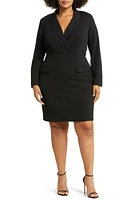 Maggy London Long Sleeve Tuxedo Dress Black at Nordstrom,