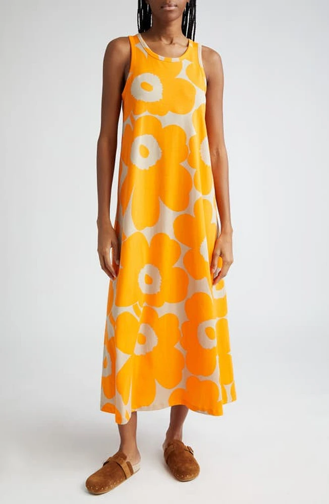 Marimekko Liplatus Unikko Floral Cotton Jersey Dress Orange/Beige at Nordstrom,