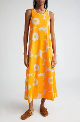 Marimekko Liplatus Unikko Floral Cotton Jersey Dress Orange/Beige at Nordstrom,