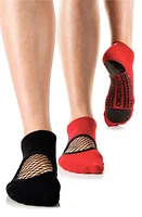 Arebesk Fishnet Assorted 2-Pack Closed Toe Ankle Socks Black - Red at Nordstrom,