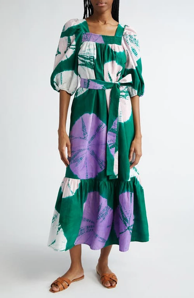 BUSAYO Atila Abstract Print Cotton Dress Green Multi at Nordstrom,