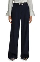 Reiss Harley Wool Blend Wide Leg Pants Navy at Nordstrom,