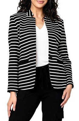 GIBSONLOOK Stripe Knit Blazer Black/Ivory at Nordstrom,