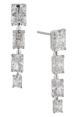 Nadri Isle Linear Cubic Zirconia Drop Earrings in Rhodium at Nordstrom