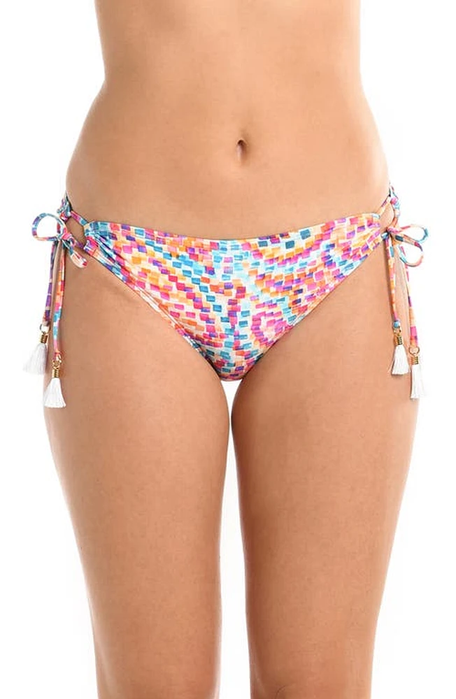 La Blanca Pebble Side Tie Bikini Bottoms Pink Multi at Nordstrom,