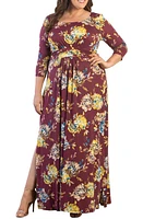 Kiyonna Maya Knit Maxi Dress Bordeaux Blooms at Nordstrom,