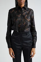 Etro Metallic Paisley Sheer Button-Up Shirt Black at Nordstrom, Us