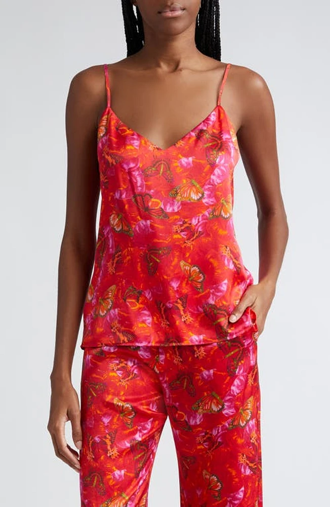 L'AGENCE Jane Butterfly Print Camisole in Multi Butterfly Petal at Nordstrom, Size Xx-Large