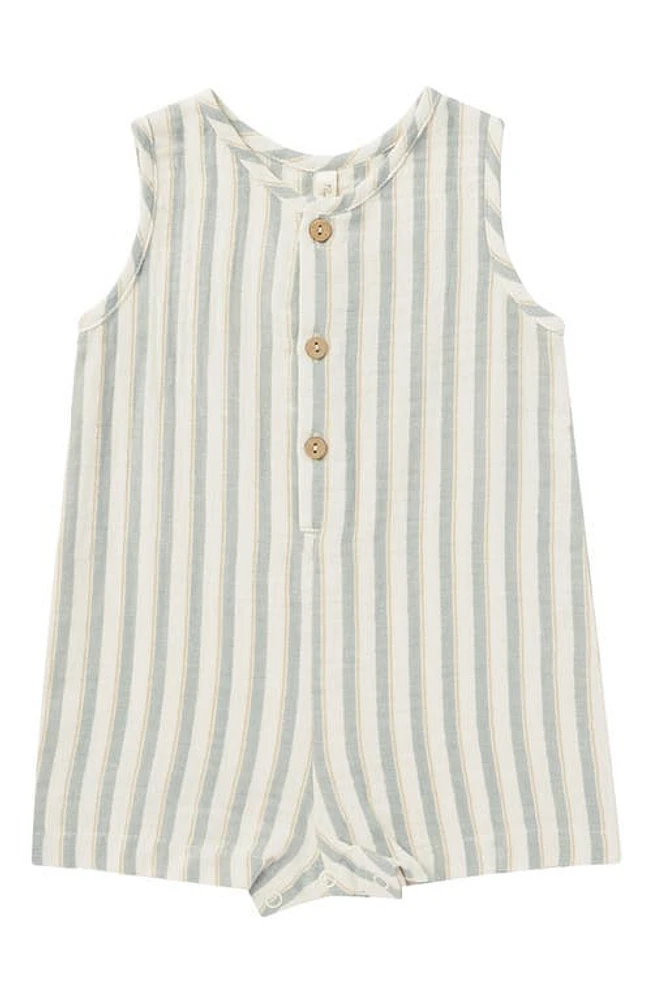 Rylee + Cru Maverick Stripe Cotton Henley Romper Ocean at Nordstrom,