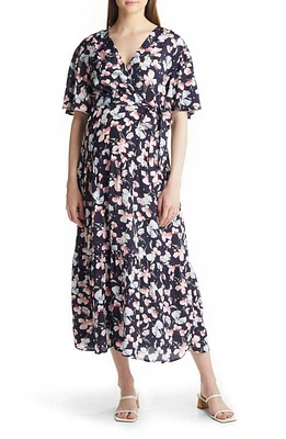 Angel Maternity Floral Faux Wrap Maxi Dress Navy at Nordstrom,