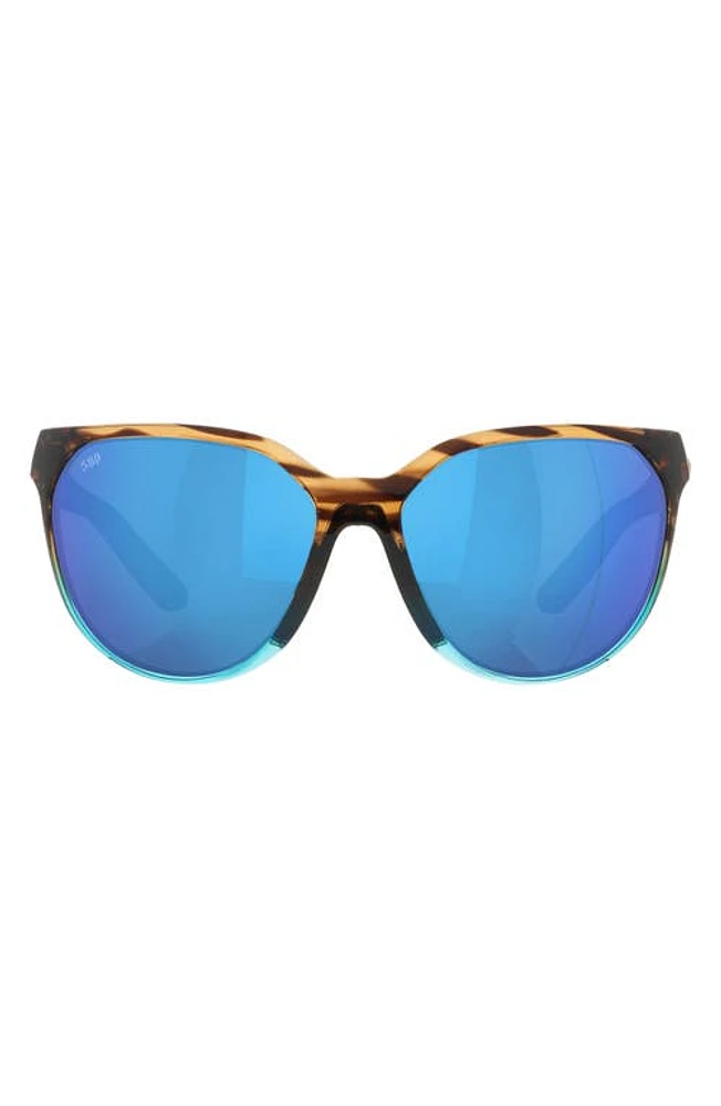 Costa Del Mar Mayfly 58mm Mirrored Polarized Round Sunglasses in Blue Mirror at Nordstrom