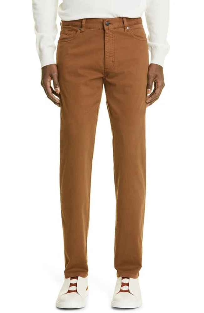 ZEGNA Stretch Cotton Five-Pocket Pants in Rust at Nordstrom, Size 36