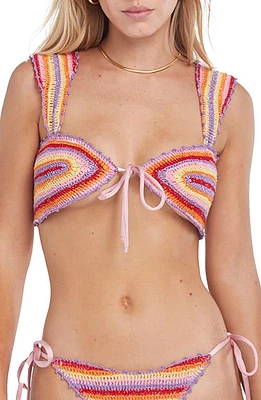 Capittana Lucy Multicolor Crochet Bikini Top Purple at Nordstrom,