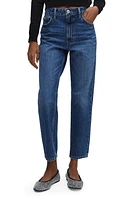 MANGO High Waist Ankle Mom Jeans Dark Blue at Nordstrom