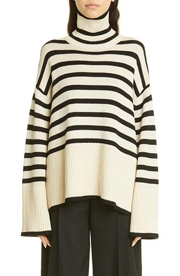 TOTEME Stripe Wool Blend Turtleneck Sweater at Nordstrom,