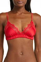 Love Stories Lace Satin Bralette Red at Nordstrom,