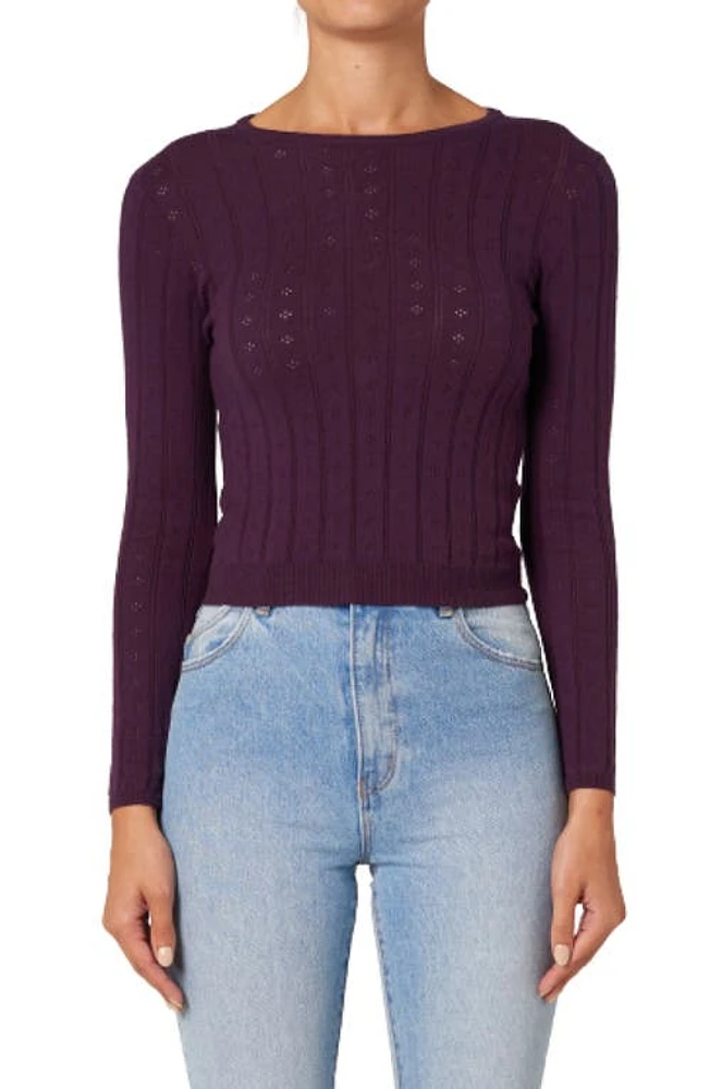 Rolla's Jane Pointelle Long Sleeve Cotton Shirt Fig at Nordstrom,