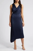 Sam Edelman Pleated Asymmetric Hem Satin Dress at Nordstrom,