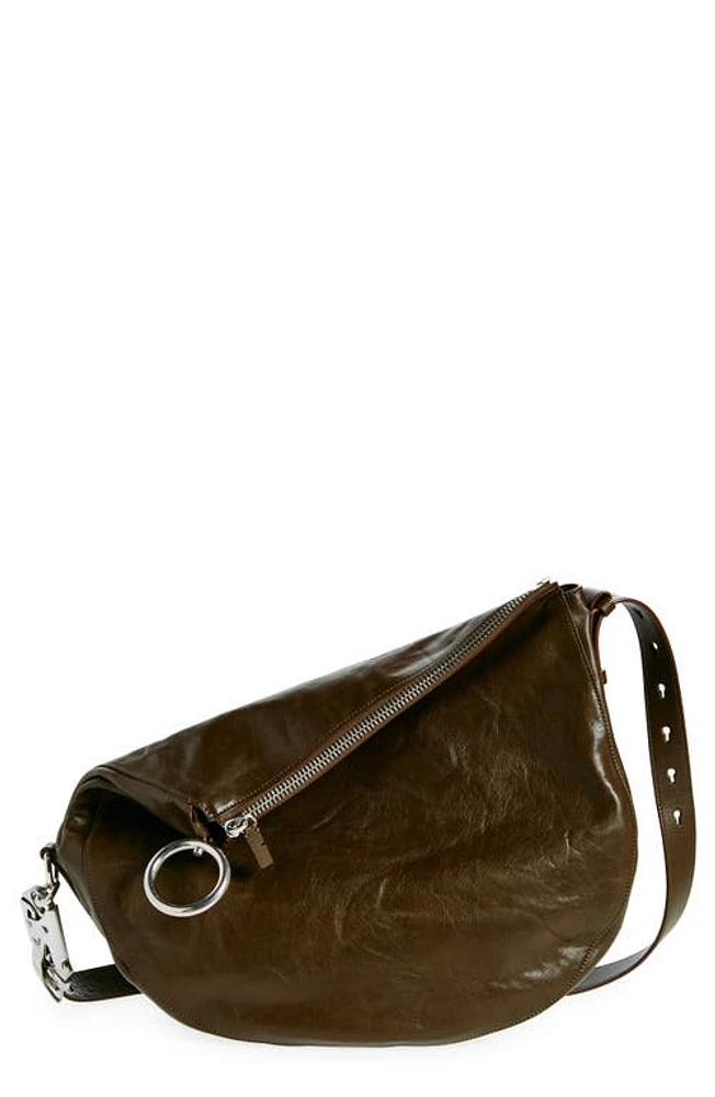 burberry Medium Knight Asymmetric Crinkle Leather Shoulder Bag in Military at Nordstrom