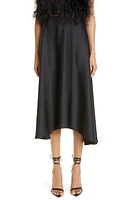 LAPOINTE Textured Satin Handkerchief Skirt in Black at Nordstrom, Size 12