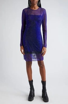 Stella McCartney Hotfix Long Sleeve Crystal Mesh Dress Bright Blue at Nordstrom, Us