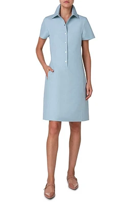 Akris Cotton & Silk Blend Polo Dress Bleached Denim at Nordstrom,