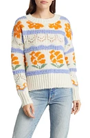 VERO MODA Wine Floral Mixed Stitch Sweater in Birch Print Jacaranda at Nordstrom, Size X-Small