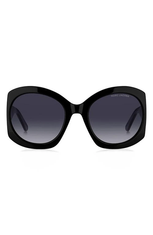 Marc Jacobs 56mm Gradient Rectangular Sunglasses in Black Gold/Grey Shaded at Nordstrom