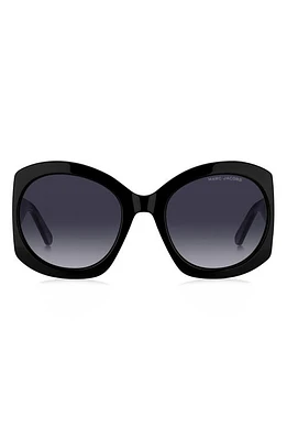 Marc Jacobs 56mm Gradient Rectangular Sunglasses in Black Gold/Grey Shaded at Nordstrom