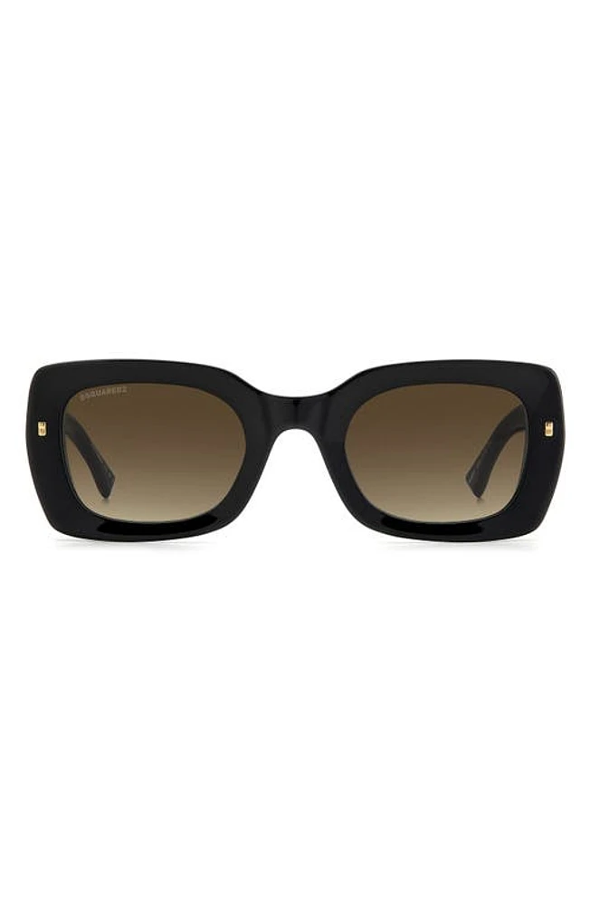 Dsquared2 51mm Rectangular Sunglasses in Black /Brown Gradient at Nordstrom