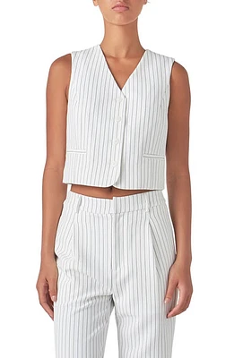 Grey Lab Pinstripe Crop Vest White Black Stripe at Nordstrom,