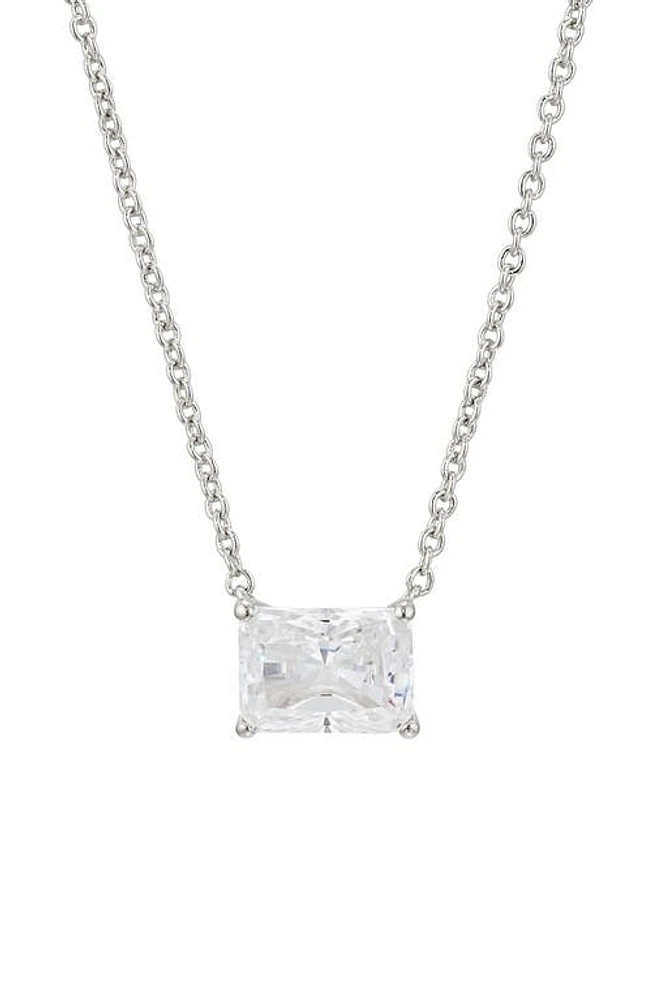 Nadri Modern Luv Large Emerald Cut Cubic Zirconia Pendant Necklace in Rhodium at Nordstrom