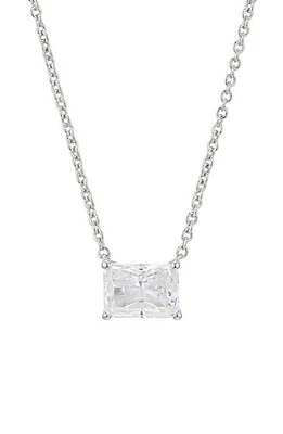 Nadri Modern Luv Large Emerald Cut Cubic Zirconia Pendant Necklace in Rhodium at Nordstrom