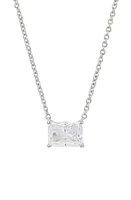 Nadri Modern Luv Large Emerald Cut Cubic Zirconia Pendant Necklace in Rhodium at Nordstrom